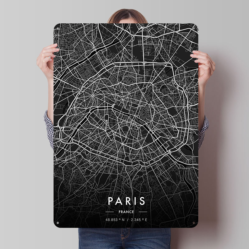 Retro Gaming Paris - Paris City Dark Printed Poster Retro