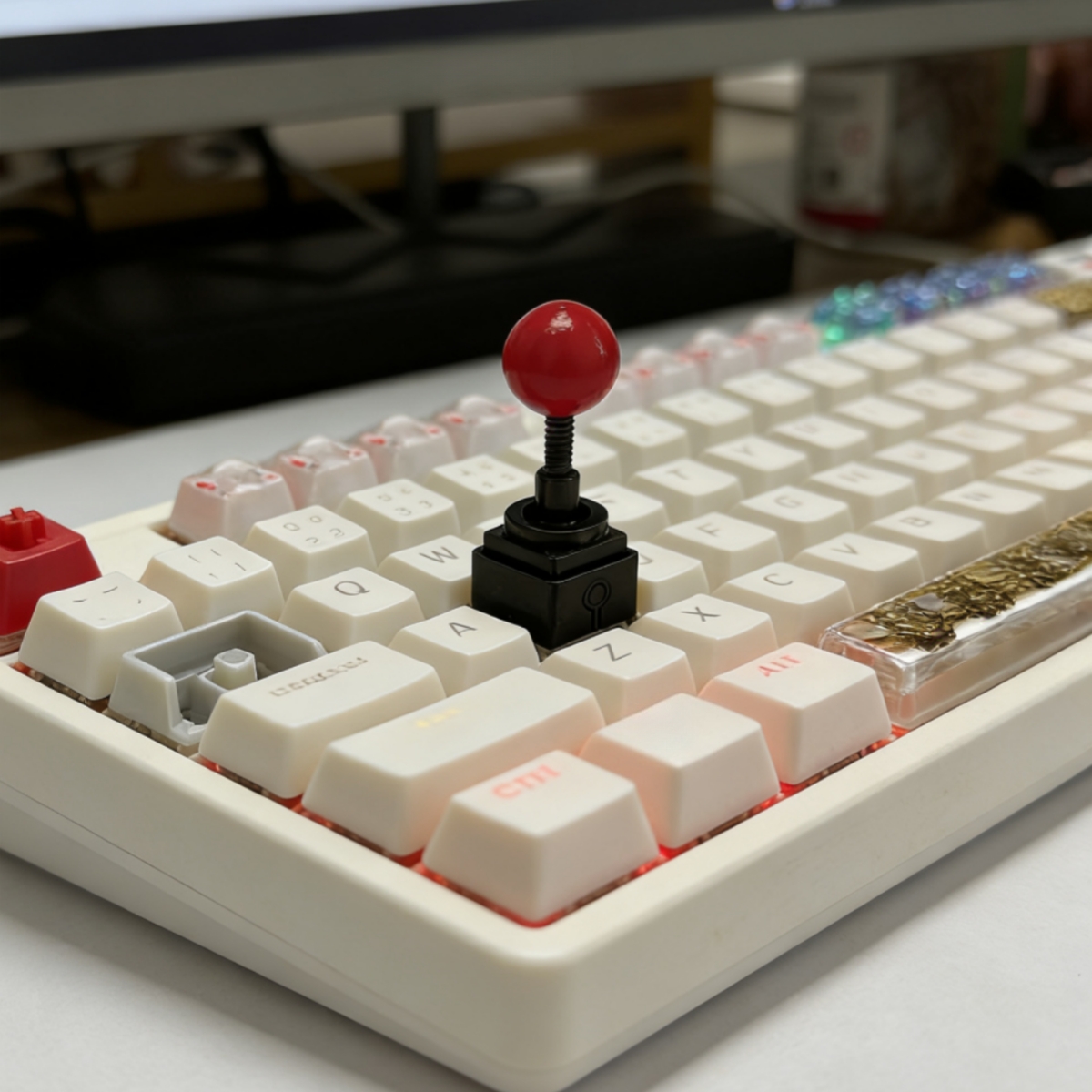 Retro Gaming Keyboard - NEW Artisan Keycaps Game Rocker Control