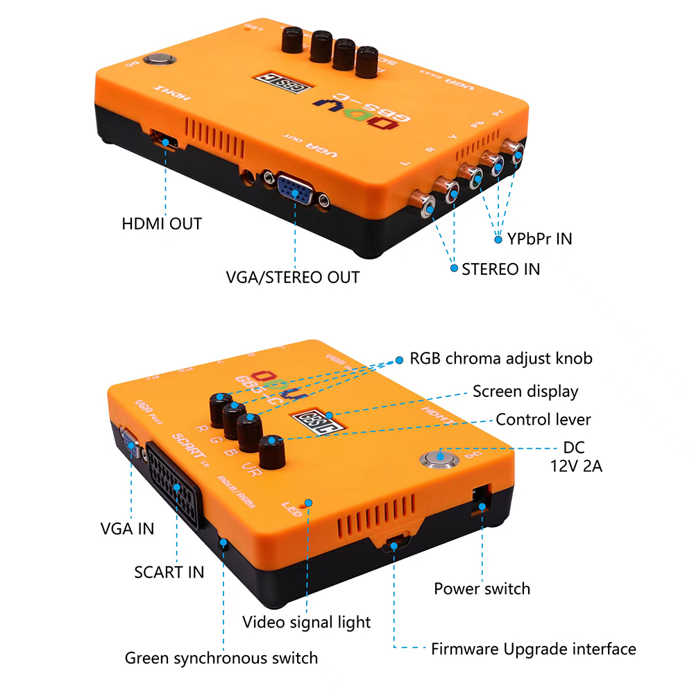 Retro Gaming Unit - ODV-GBS-C Component/VGA/Scart to VGA/HDMI-Compatible Scan Converter