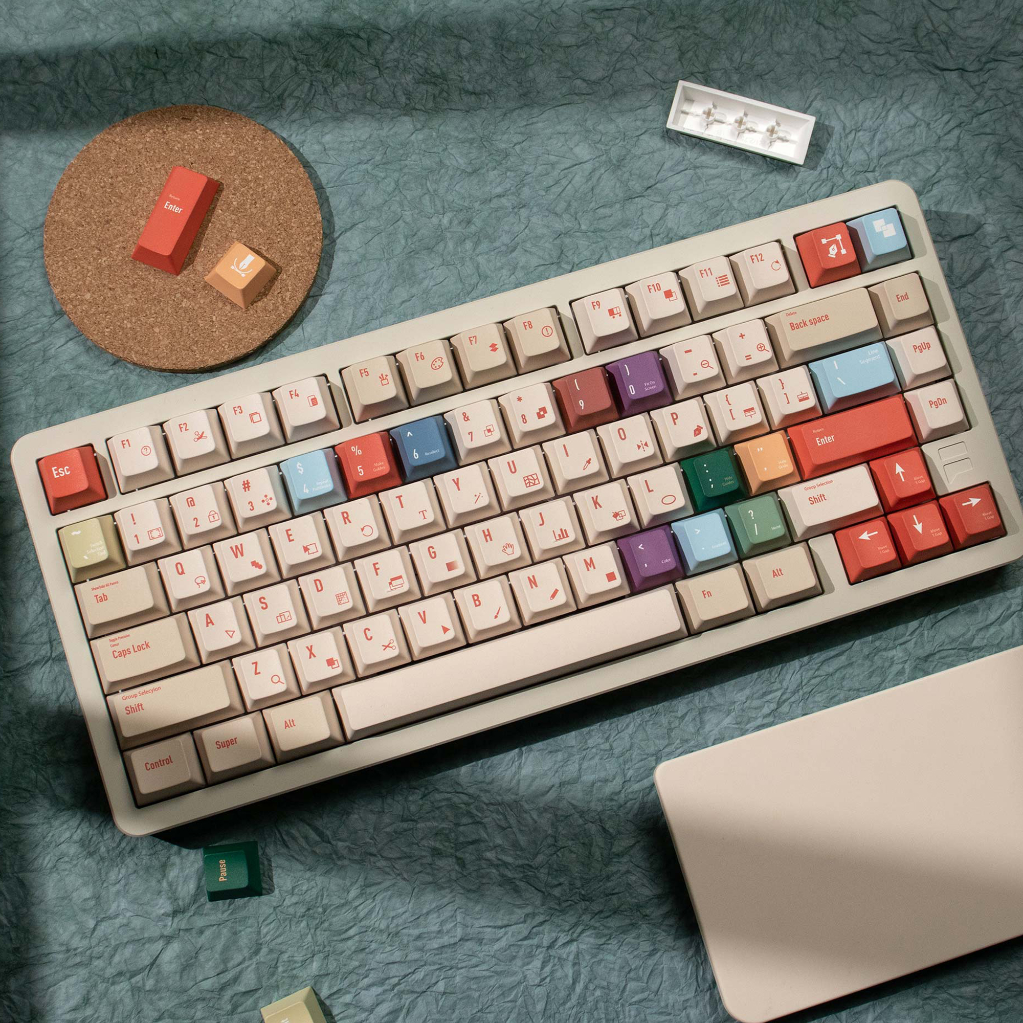 Retro Gaming Keyboard - illustrator Keycaps DYE-SUB Cherry Profile PBT