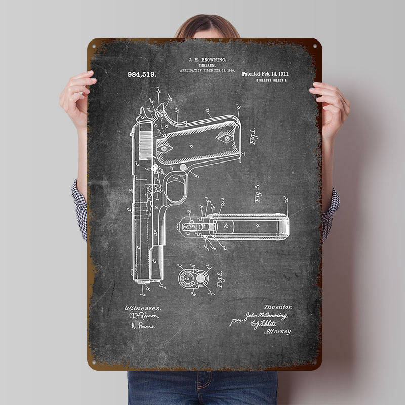 Gun Patent Tinplate Posters Cu - Retro Gaming Gun avis et prix