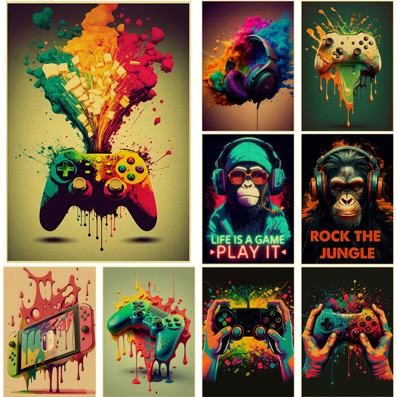 Colorful Game Controller Wall  - Retro Gaming Wallpaper avis et prix