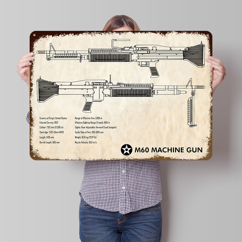 M60 Machine Gun Paper Tin Post - Retro Gaming Wallpaper avis et prix