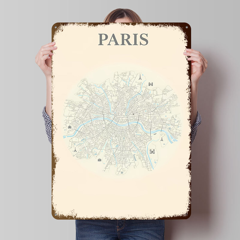 Paris City Map Tinplate Poster - Retro Gaming Paris avis et prix