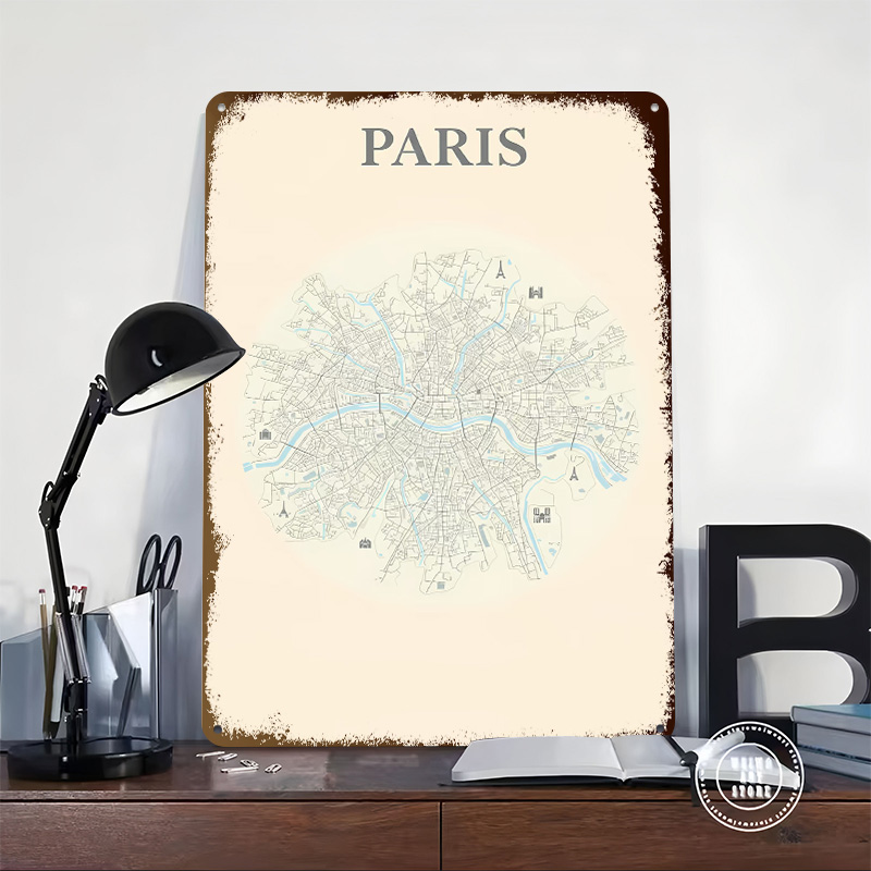 Paris City Map Tinplate Poster - Retro Gaming Paris avis et prix