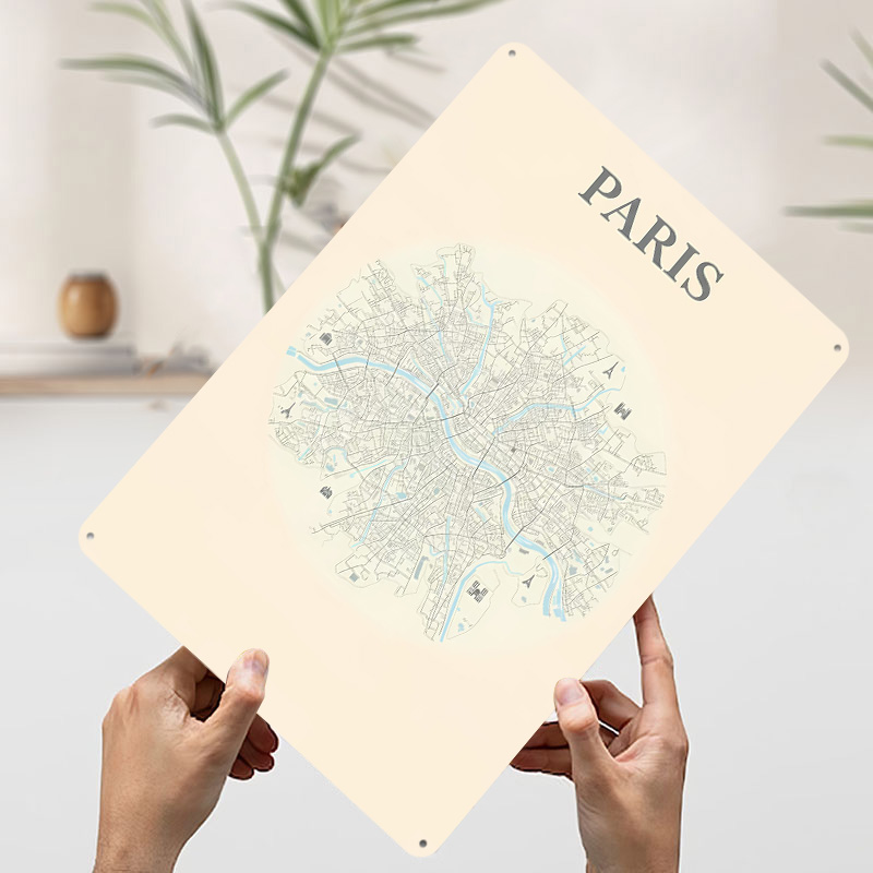 Paris City Map Tinplate Poster - Retro Gaming Paris avis et prix