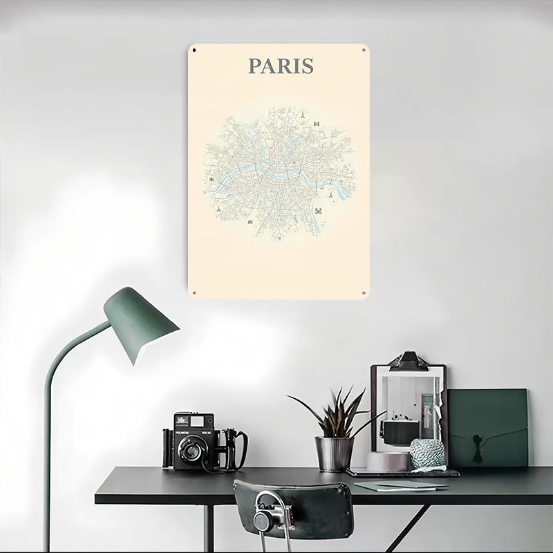 Paris City Map Tinplate Poster - Retro Gaming Paris avis et prix