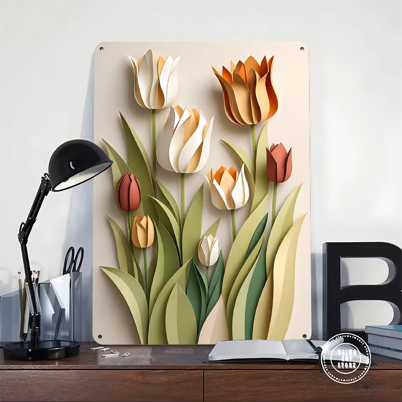 Paper Cutout Tulips Flowers Pr - Retro Gaming Wallpaper avis et prix