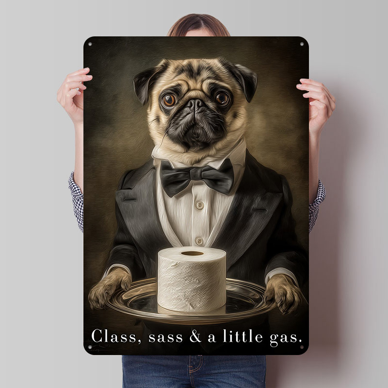 Pug Butler With Toilet Paper P - Retro Gaming Wallpaper avis et prix