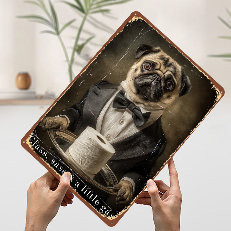 Pug Butler With Toilet Paper P - Retro Gaming Wallpaper avis et prix