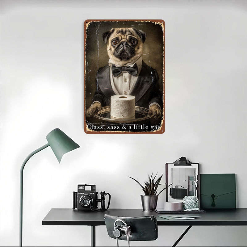 Pug Butler With Toilet Paper P - Retro Gaming Wallpaper avis et prix
