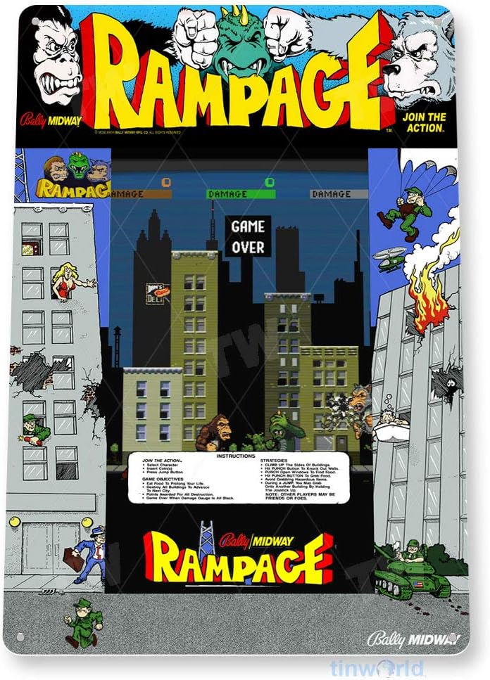 TIN SIGN Rampage Arcade Sign G - Retro Gaming Shops avis et prix
