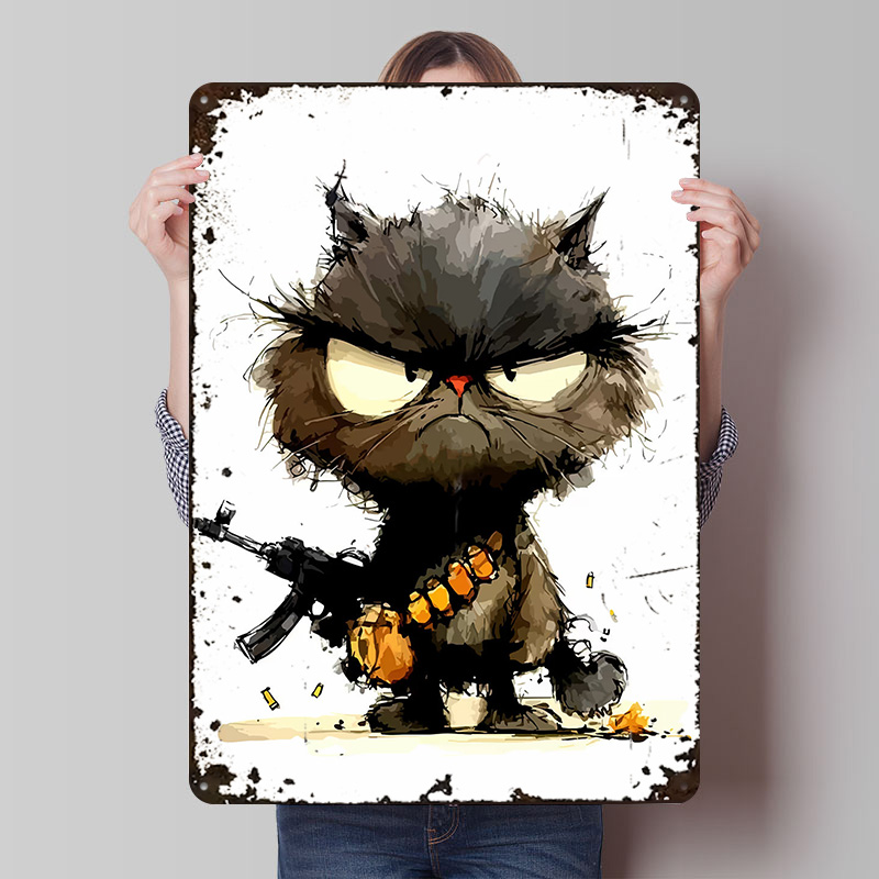Cat With Gun Printed Poster Cu - Retro Gaming Gun avis et prix
