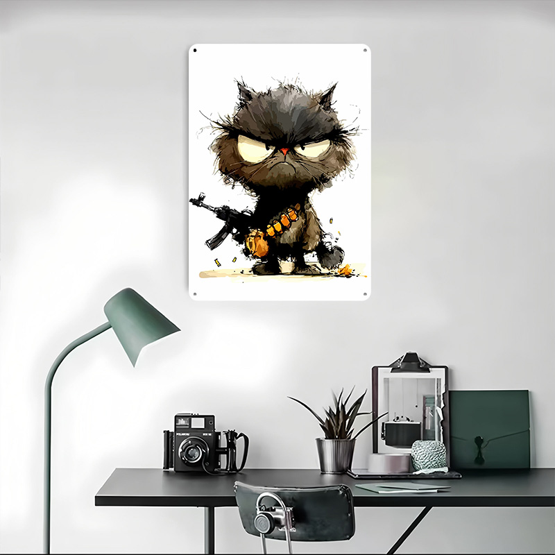 Cat With Gun Printed Poster Cu - Retro Gaming Gun avis et prix