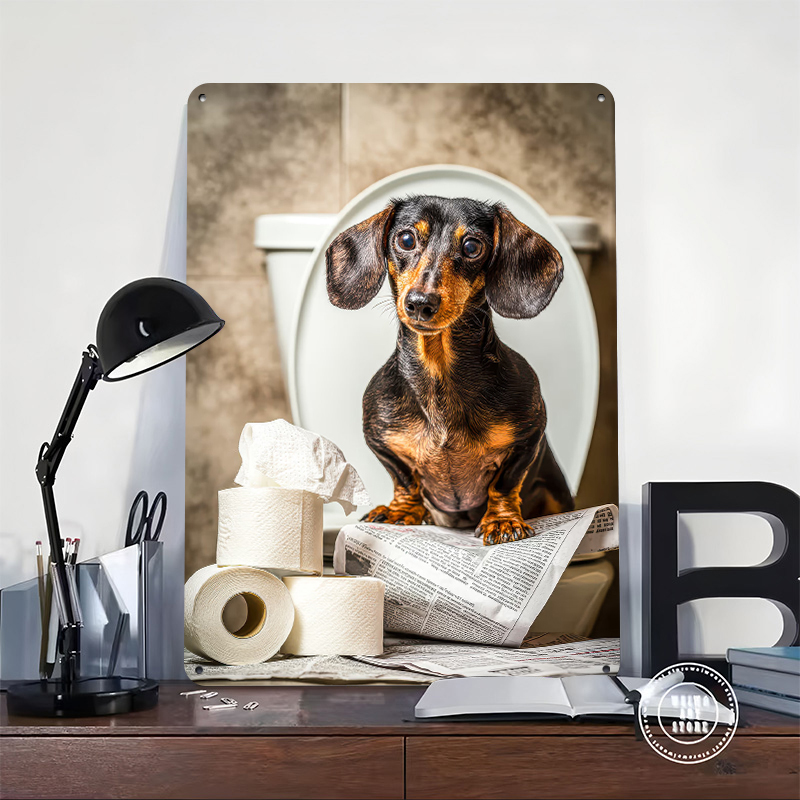 Dachshund on Toilet With Toile - Retro Gaming Wallpaper avis et prix