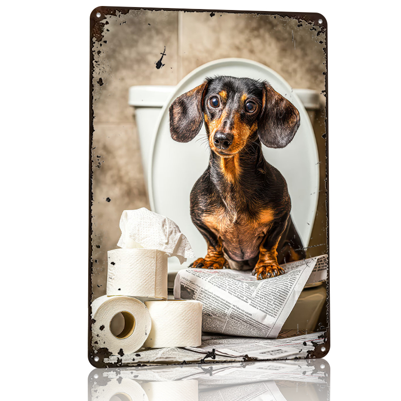 Dachshund on Toilet With Toile - Retro Gaming Wallpaper avis et prix