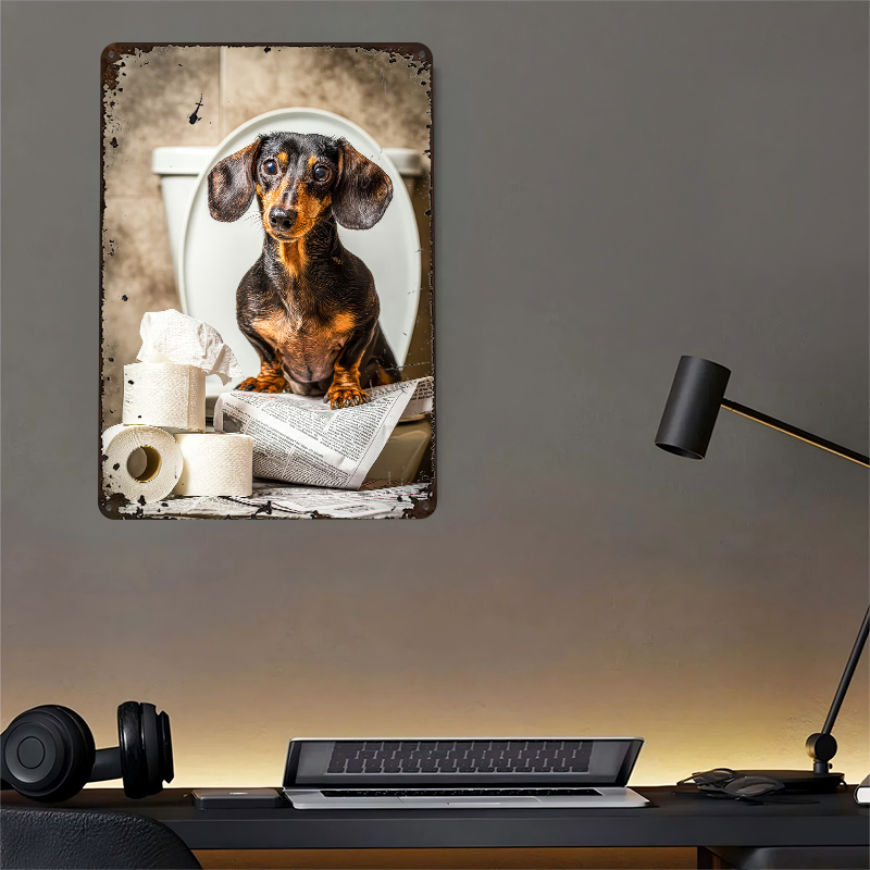 Dachshund on Toilet With Toile - Retro Gaming Wallpaper avis et prix