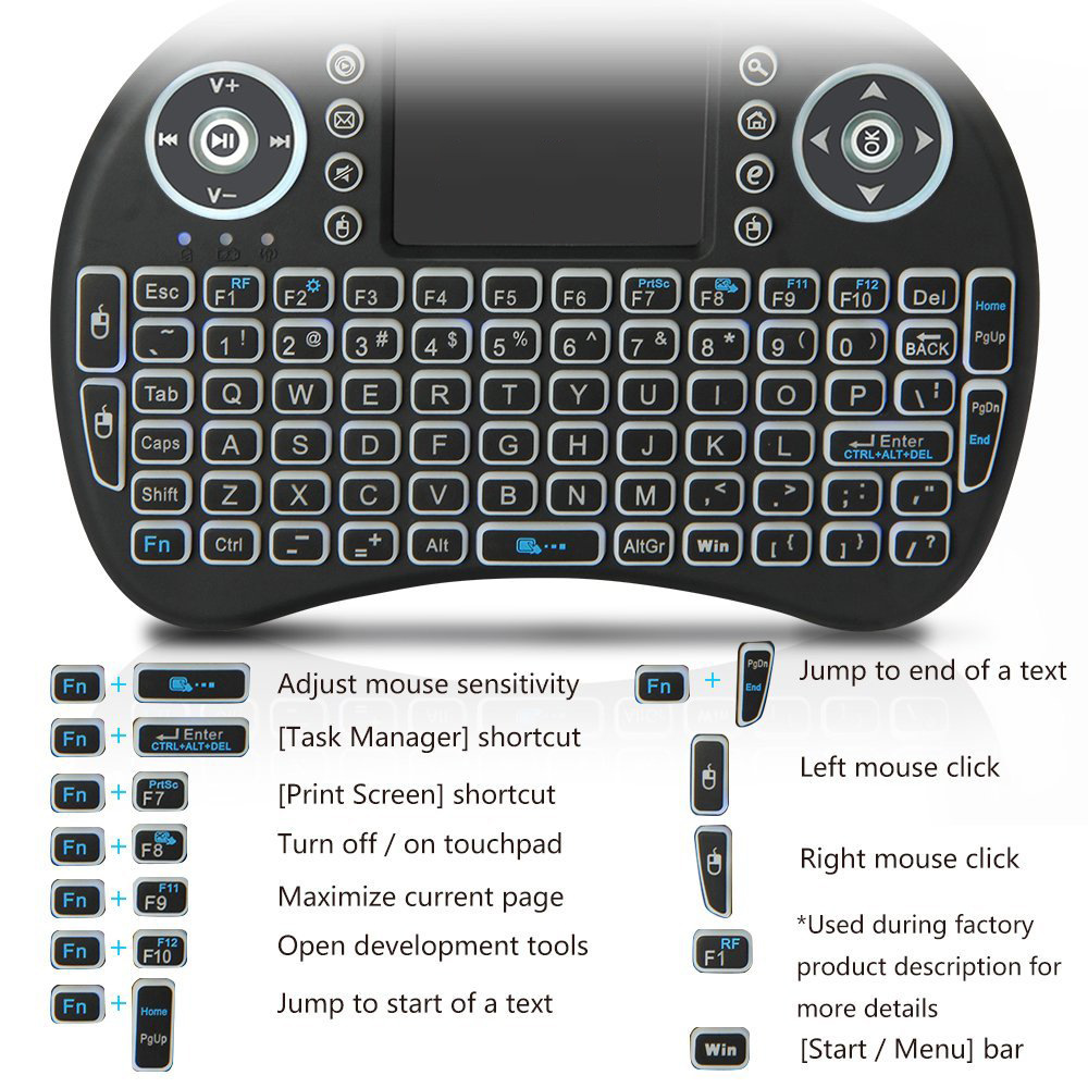 Backlit Mini Wireless Keyboard - Retro Gaming Tv Box avis et prix